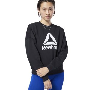 Bluza Damskie Reebok Workout Ready Big Logo Cover-Up Czarne PL 49LZAIJ